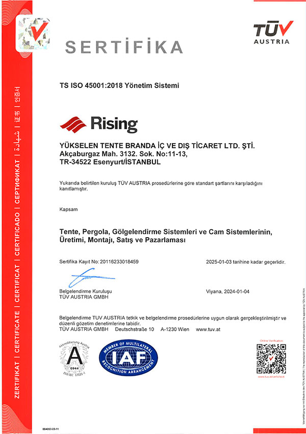 TS EN ISO 45001 2018 İŞ SAĞLIĞI VE GÜVENLİĞİ YÖNETİM SİSTEMİ